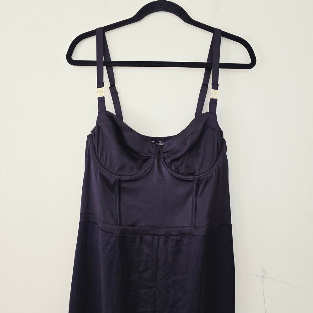 Victoria's Secret Bustier Black Satin Sexy Jumpsuit Women's Size XL - Picture 5 of 10